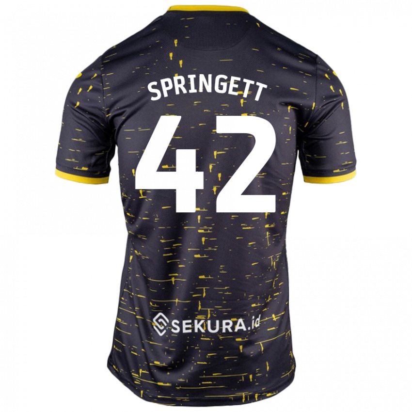 Niño Camiseta Tony Springett #42 Negro Amarillo 2ª Equipación 2024/25 La Camisa Argentina