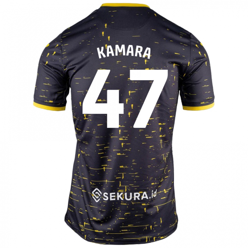 Niño Camiseta Abu Kamara #47 Negro Amarillo 2ª Equipación 2024/25 La Camisa Argentina