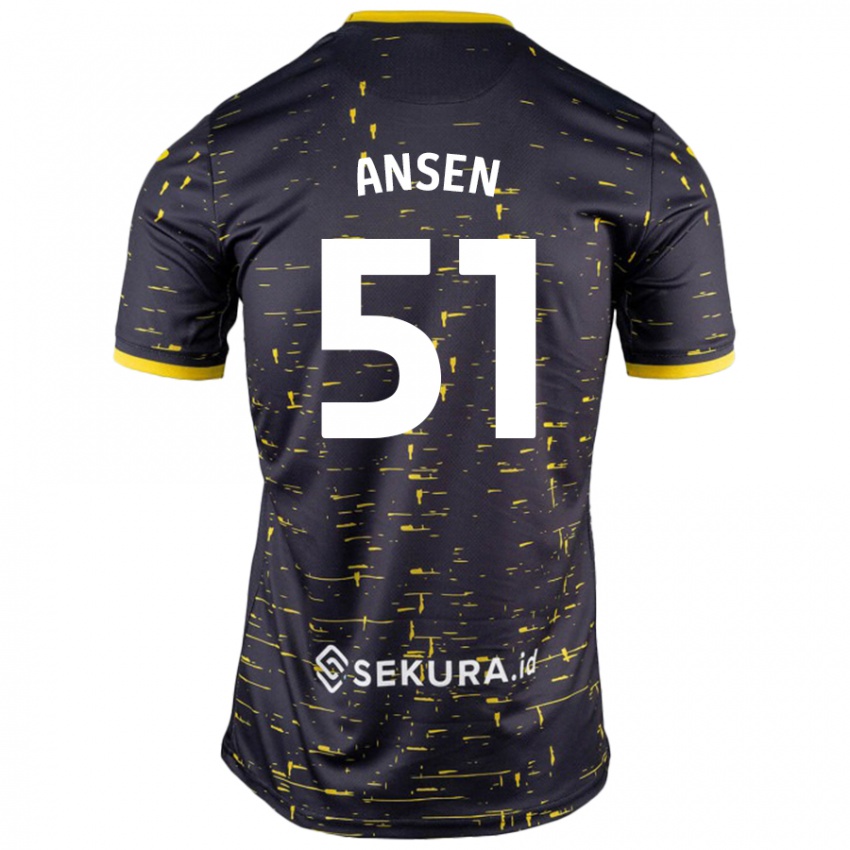 Niño Camiseta Caleb Ansen #51 Negro Amarillo 2ª Equipación 2024/25 La Camisa Argentina