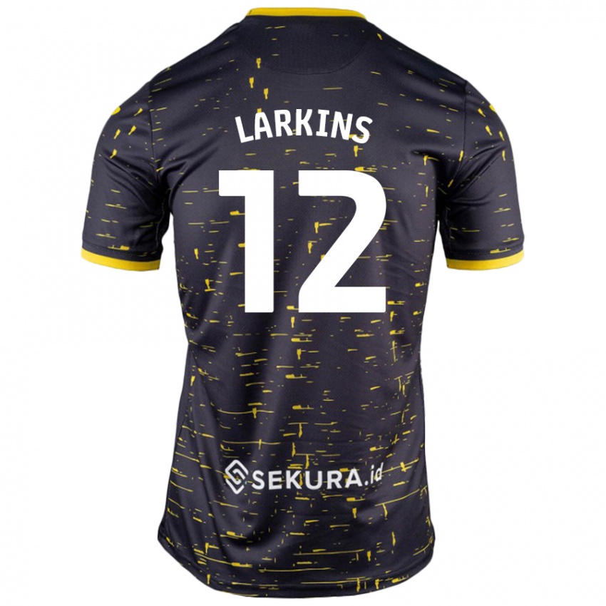 Niño Camiseta Anna Larkins #12 Negro Amarillo 2ª Equipación 2024/25 La Camisa Argentina