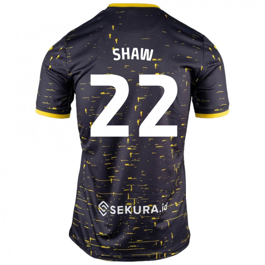 Niño Camiseta Shannon Shaw #22 Negro Amarillo 2ª Equipación 2024/25 La Camisa Argentina