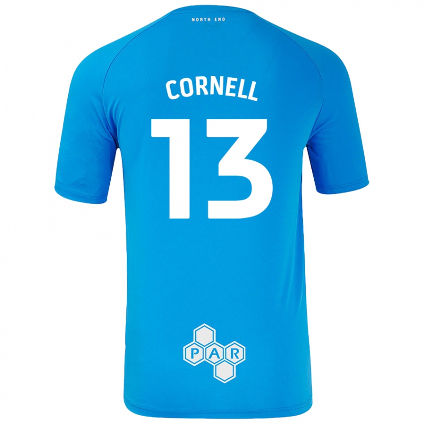 Niño Camiseta David Cornell #13 Azul Cielo 2ª Equipación 2024/25 La Camisa Argentina