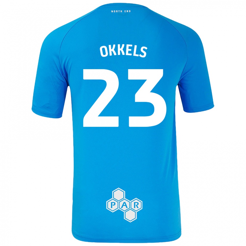 Niño Camiseta Jeppe Okkels #23 Azul Cielo 2ª Equipación 2024/25 La Camisa Argentina