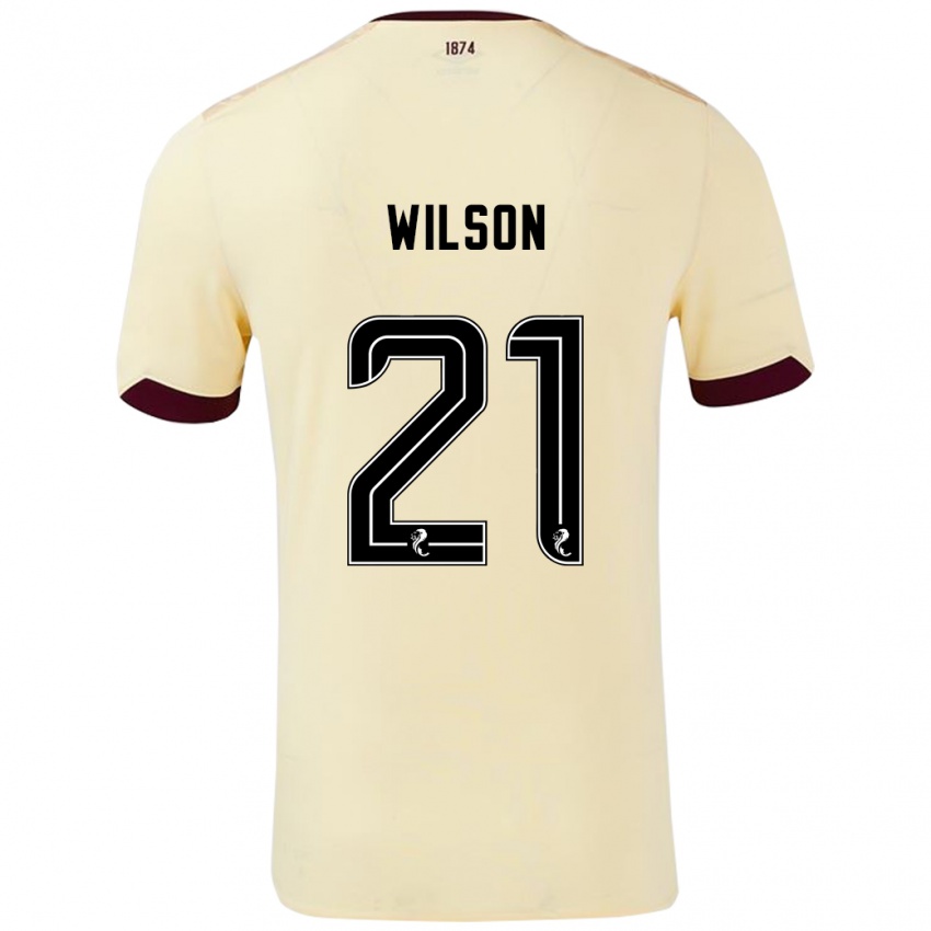 Niño Camiseta James Wilson #21 Crema Burdeos 2ª Equipación 2024/25 La Camisa Argentina