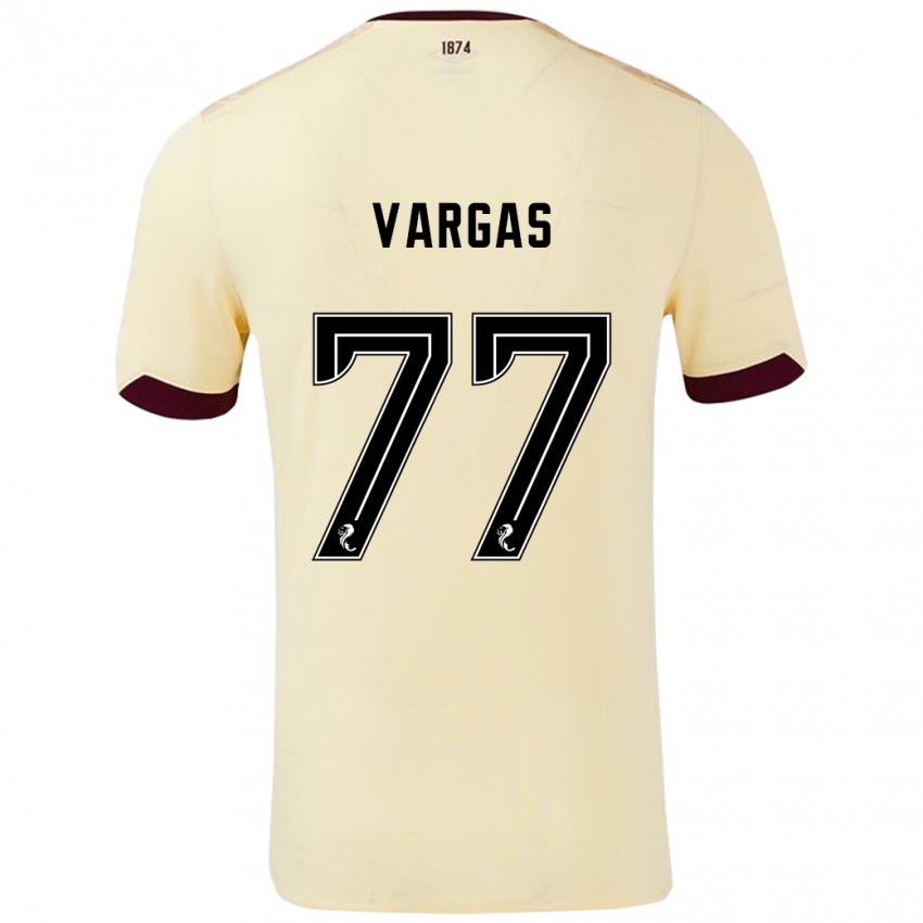 Niño Camiseta Kenneth Vargas #77 Crema Burdeos 2ª Equipación 2024/25 La Camisa Argentina