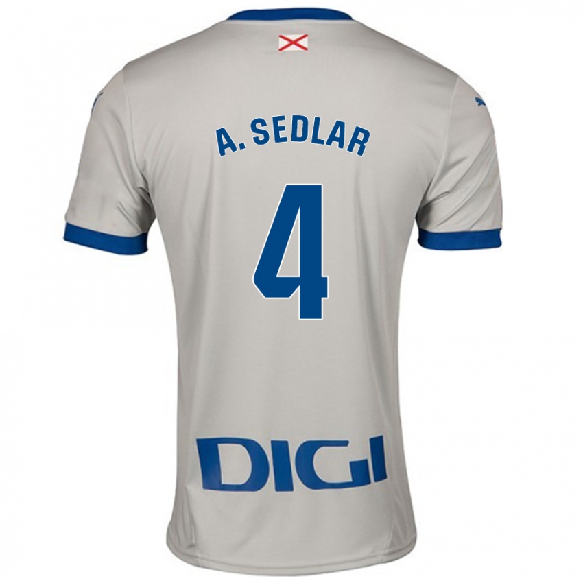 Niño Camiseta Aleksandar Sedlar #4 Gris Claro 2ª Equipación 2024/25 La Camisa Argentina