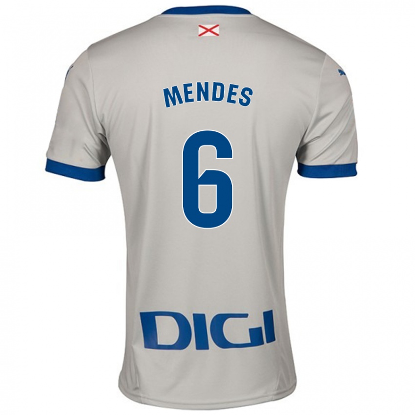 Niño Camiseta Tomás Mendes #6 Gris Claro 2ª Equipación 2024/25 La Camisa Argentina