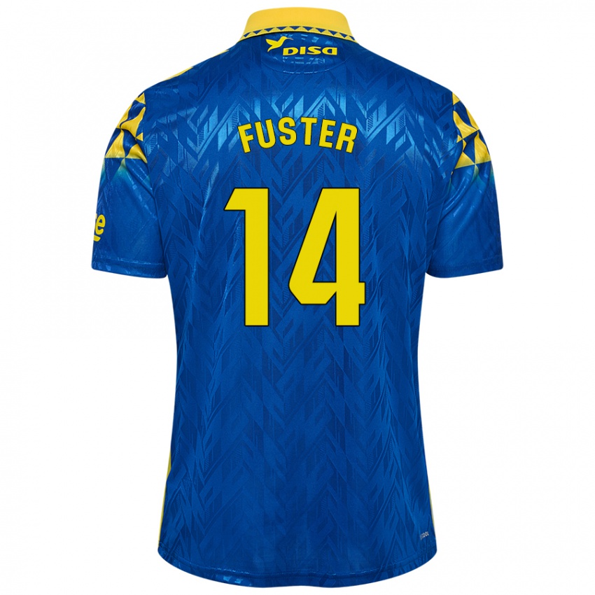 Niño Camiseta Manu Fuster #14 Azul Amarillo 2ª Equipación 2024/25 La Camisa Argentina