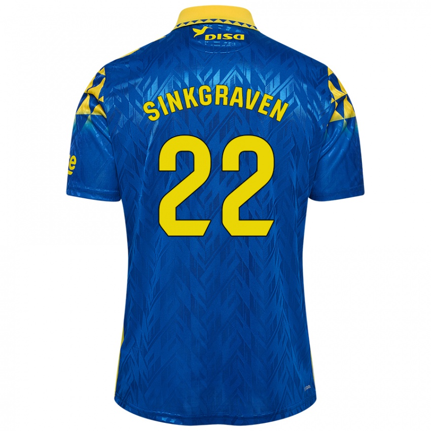 Niño Camiseta Daley Sinkgraven #22 Azul Amarillo 2ª Equipación 2024/25 La Camisa Argentina