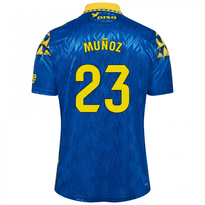 Niño Camiseta Álex Muñoz #23 Azul Amarillo 2ª Equipación 2024/25 La Camisa Argentina