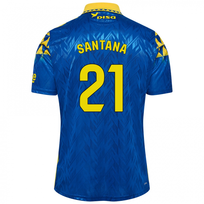 Niño Camiseta Yadam Santana #21 Azul Amarillo 2ª Equipación 2024/25 La Camisa Argentina