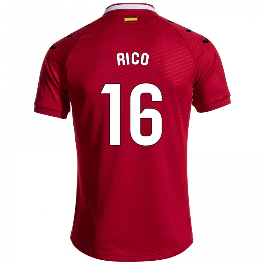 Niño Camiseta Diego Rico #16 Rojo Oscuro 2ª Equipación 2024/25 La Camisa Argentina