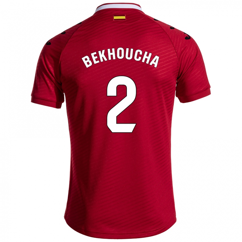 Niño Camiseta Ismael Bekhoucha #2 Rojo Oscuro 2ª Equipación 2024/25 La Camisa Argentina