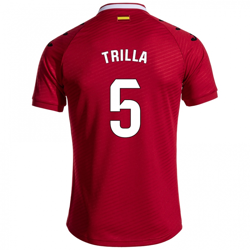 Niño Camiseta Guillem Trilla #5 Rojo Oscuro 2ª Equipación 2024/25 La Camisa Argentina