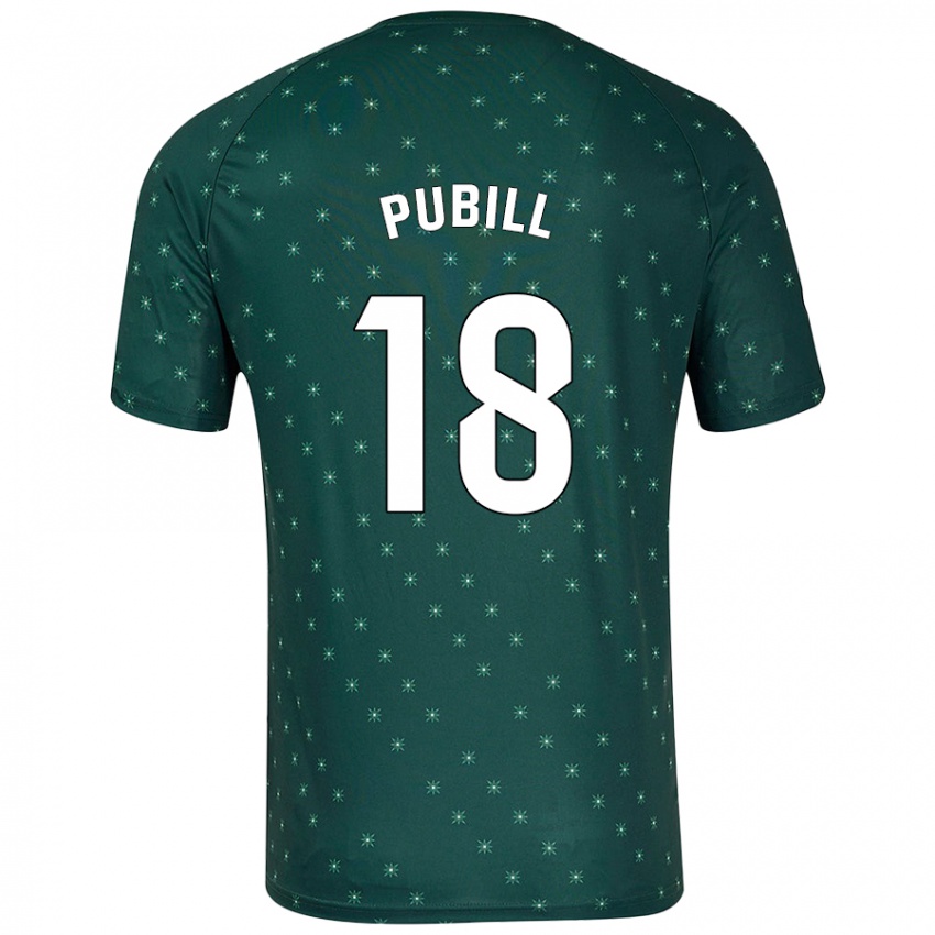 Niño Camiseta Marc Pubill #18 Verde Oscuro 2ª Equipación 2024/25 La Camisa Argentina