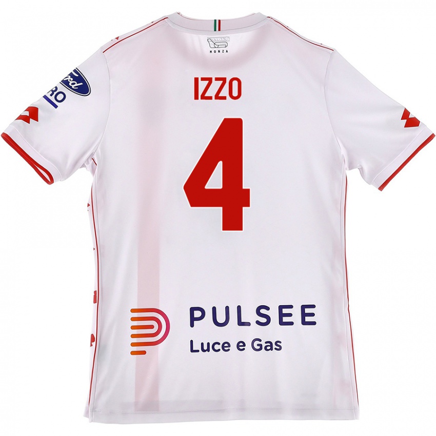 Niño Camiseta Armando Izzo #4 Blanco Rojo 2ª Equipación 2024/25 La Camisa Argentina