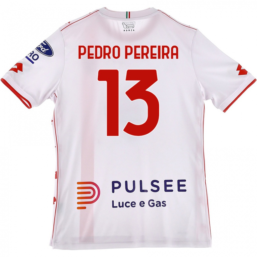 Niño Camiseta Pedro Pereira #13 Blanco Rojo 2ª Equipación 2024/25 La Camisa Argentina