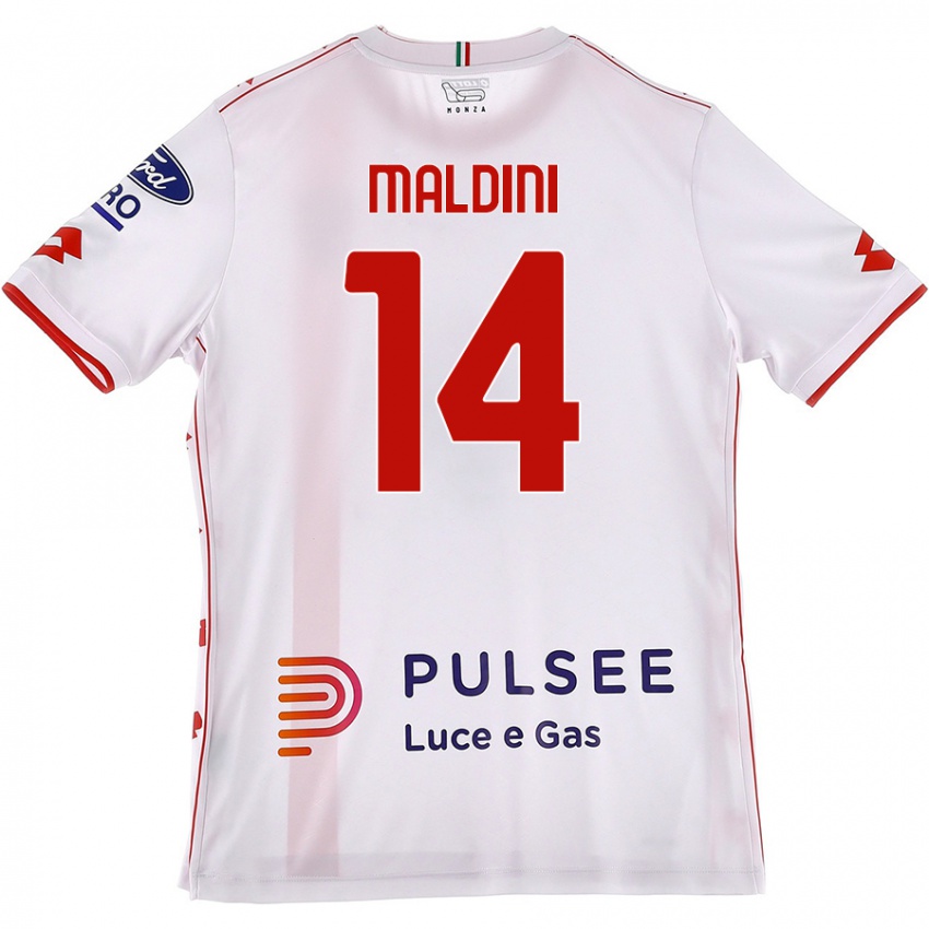 Niño Camiseta Daniel Maldini #14 Blanco Rojo 2ª Equipación 2024/25 La Camisa Argentina