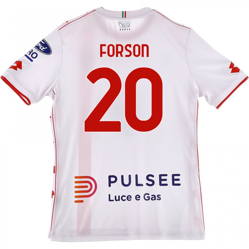 Niño Camiseta Omari Forson #20 Blanco Rojo 2ª Equipación 2024/25 La Camisa Argentina