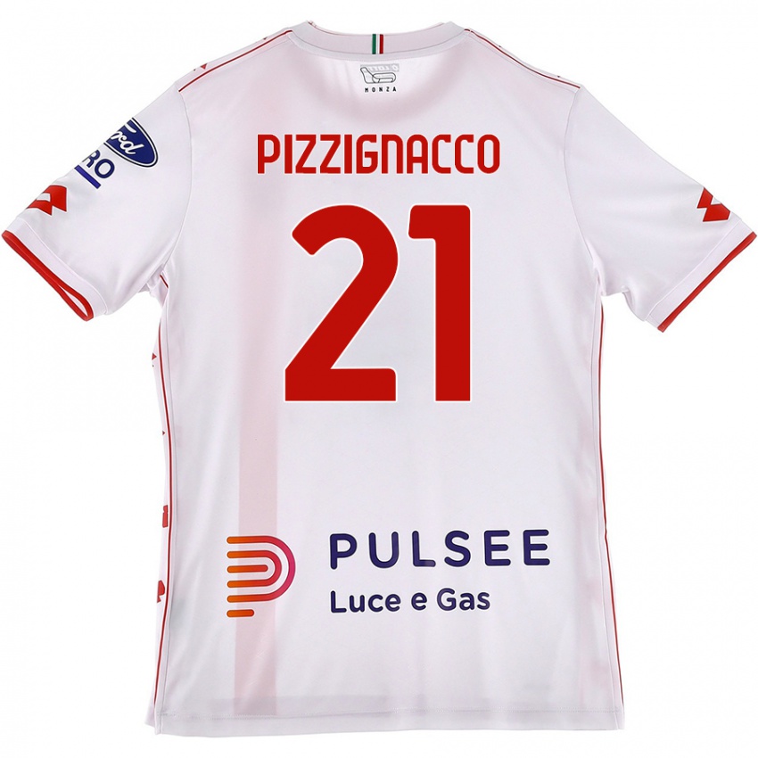 Niño Camiseta Semuel Pizzignacco #21 Blanco Rojo 2ª Equipación 2024/25 La Camisa Argentina