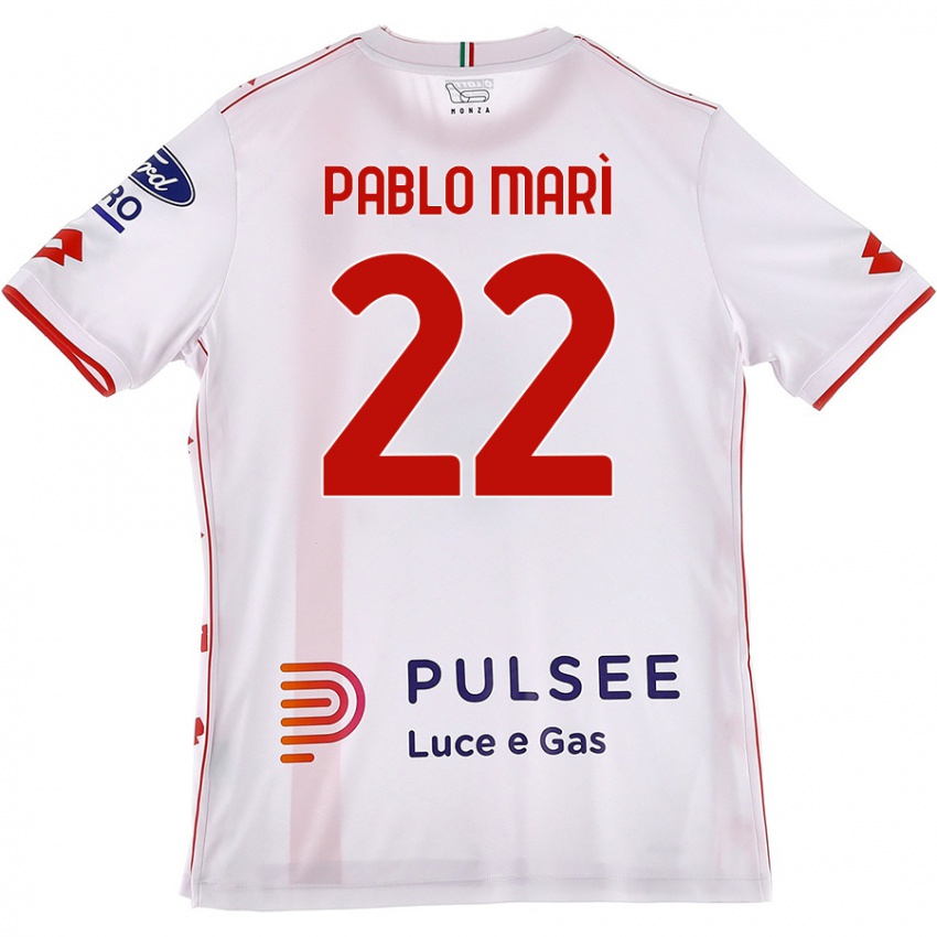 Niño Camiseta Pablo Marí #22 Blanco Rojo 2ª Equipación 2024/25 La Camisa Argentina