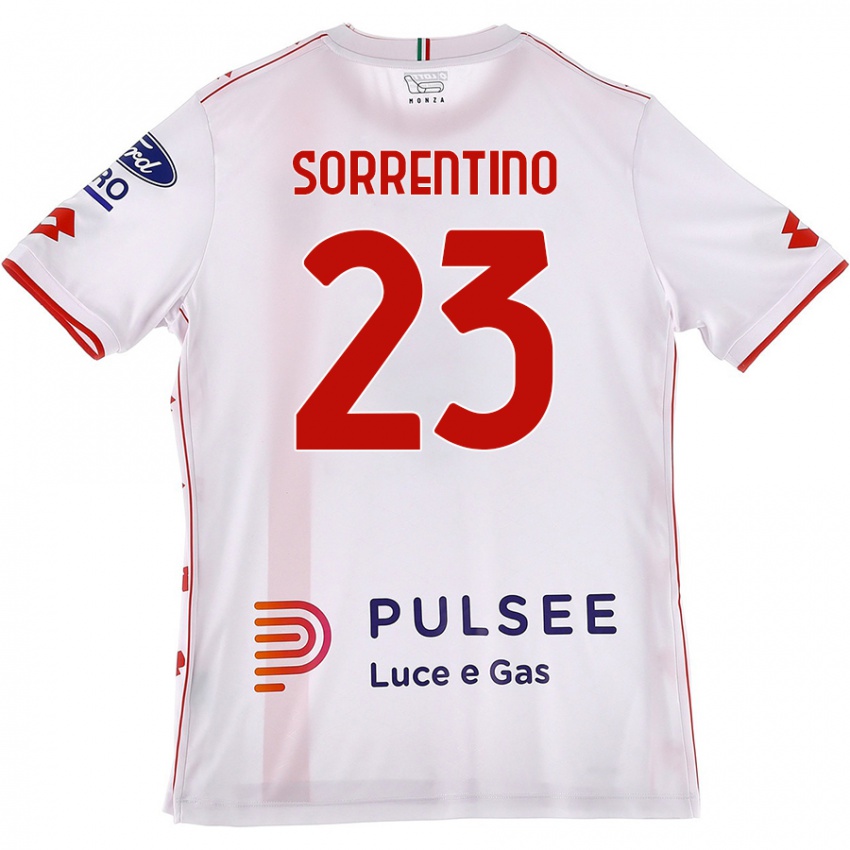 Niño Camiseta Alessandro Sorrentino #23 Blanco Rojo 2ª Equipación 2024/25 La Camisa Argentina