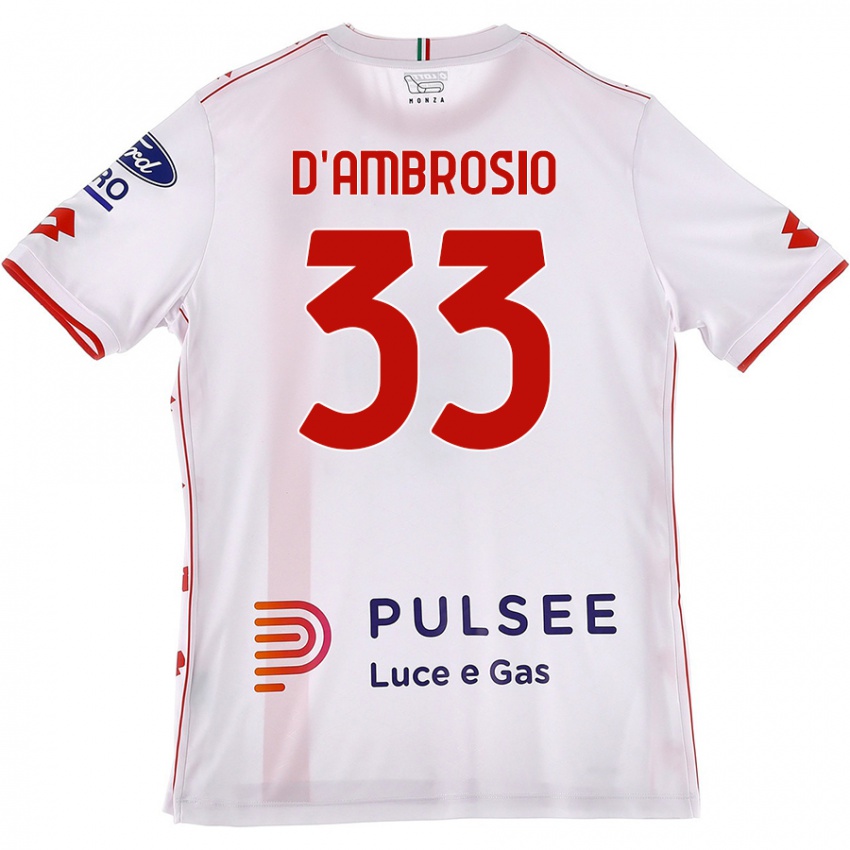 Niño Camiseta Danilo D'ambrosio #33 Blanco Rojo 2ª Equipación 2024/25 La Camisa Argentina