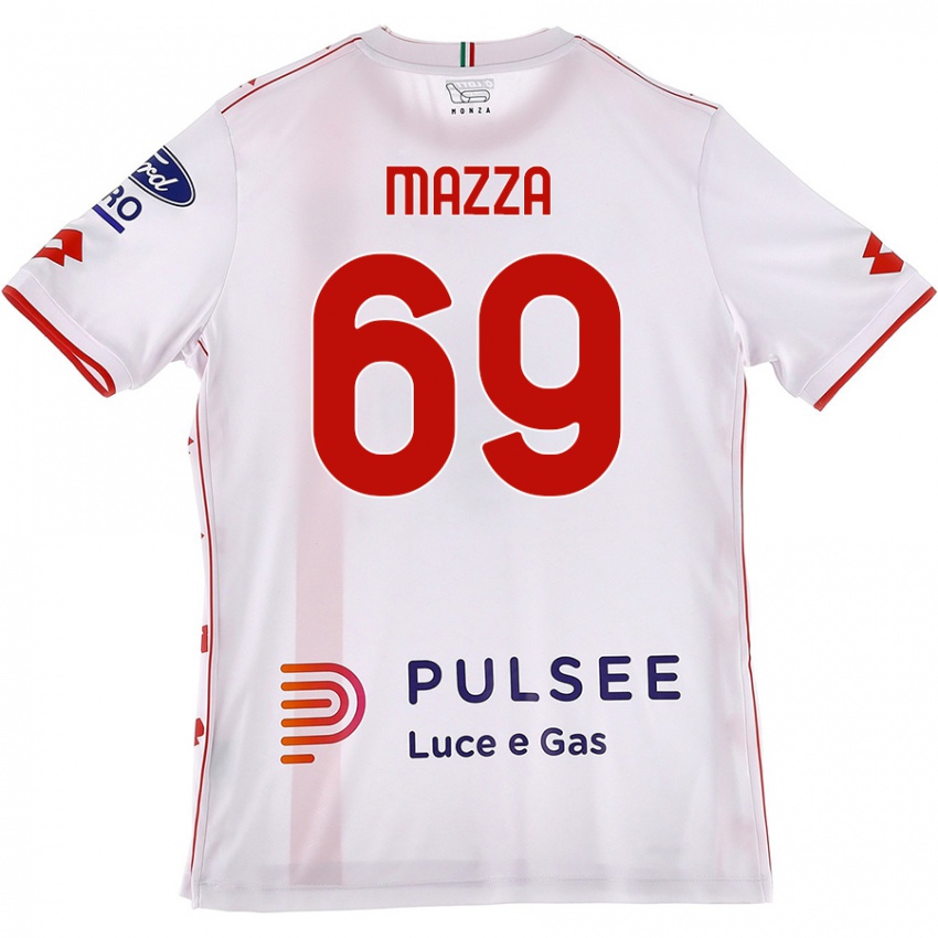 Niño Camiseta Andrea Mazza #69 Blanco Rojo 2ª Equipación 2024/25 La Camisa Argentina