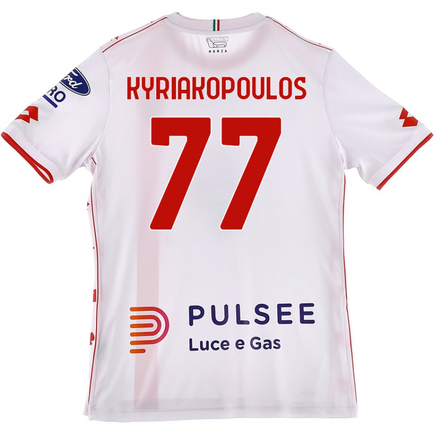 Niño Camiseta Georgios Kyriakopoulos #77 Blanco Rojo 2ª Equipación 2024/25 La Camisa Argentina