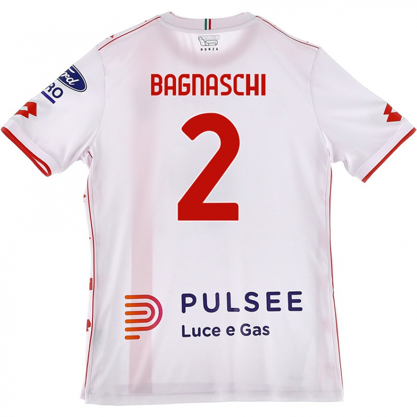 Niño Camiseta Alessandro Bagnaschi #2 Blanco Rojo 2ª Equipación 2024/25 La Camisa Argentina