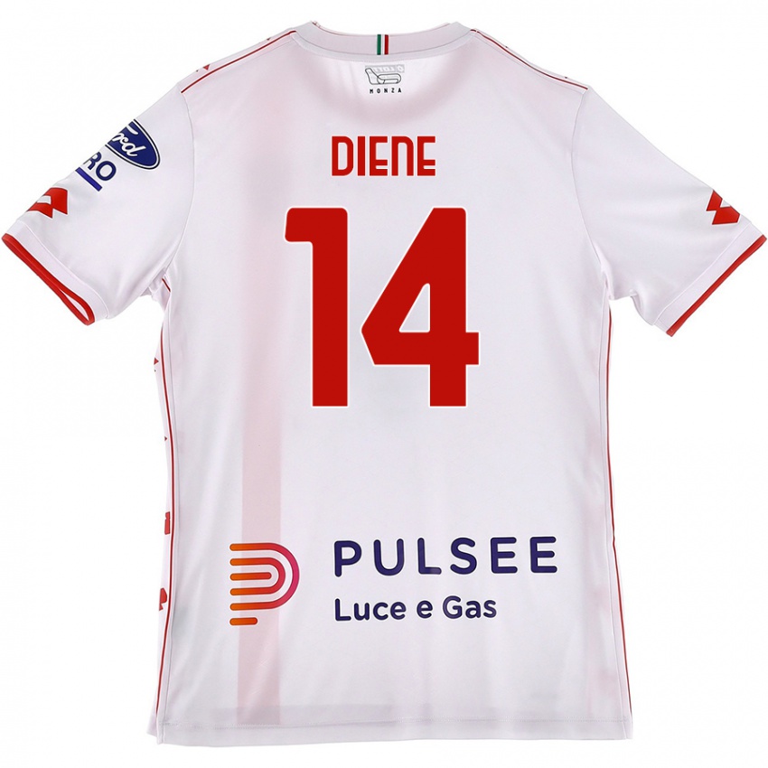 Niño Camiseta Abdou Diene #14 Blanco Rojo 2ª Equipación 2024/25 La Camisa Argentina