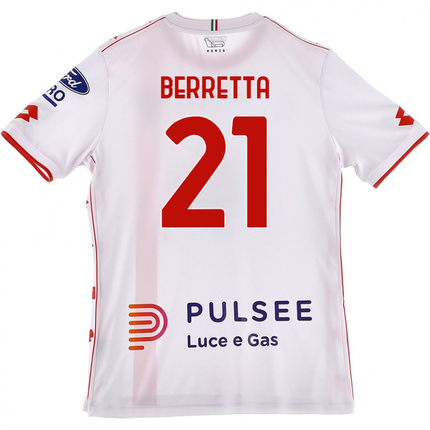 Niño Camiseta Alessandro Berretta #21 Blanco Rojo 2ª Equipación 2024/25 La Camisa Argentina