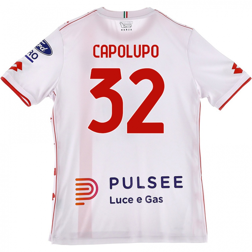 Niño Camiseta Samuele Capolupo #32 Blanco Rojo 2ª Equipación 2024/25 La Camisa Argentina