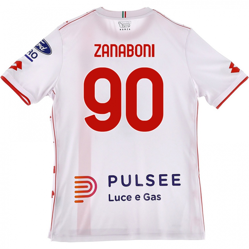 Niño Camiseta Emanuele Zanaboni #90 Blanco Rojo 2ª Equipación 2024/25 La Camisa Argentina