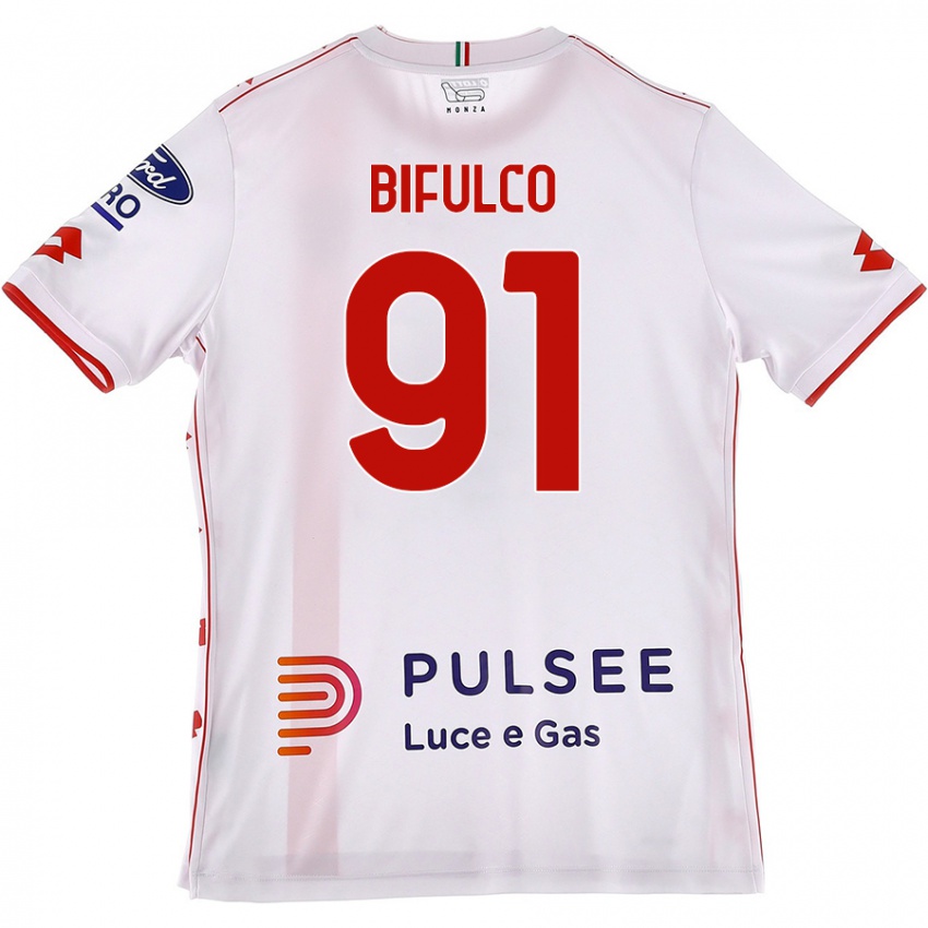 Niño Camiseta Davide Bifulco #91 Blanco Rojo 2ª Equipación 2024/25 La Camisa Argentina