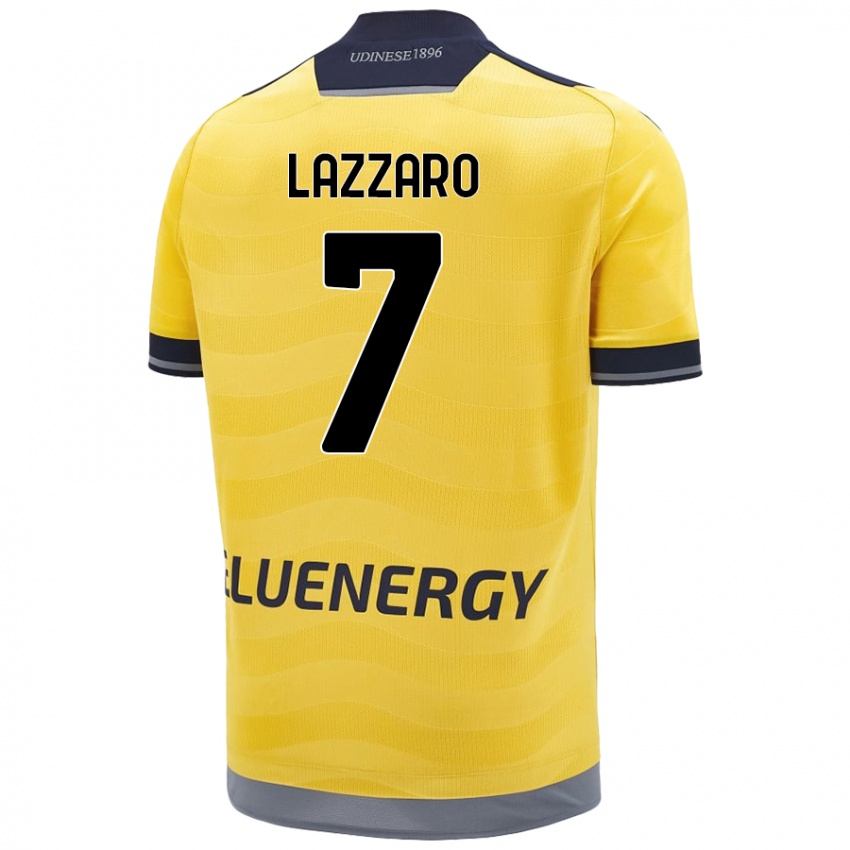 Niño Camiseta Davide Lazzaro #7 Dorado 2ª Equipación 2024/25 La Camisa Argentina