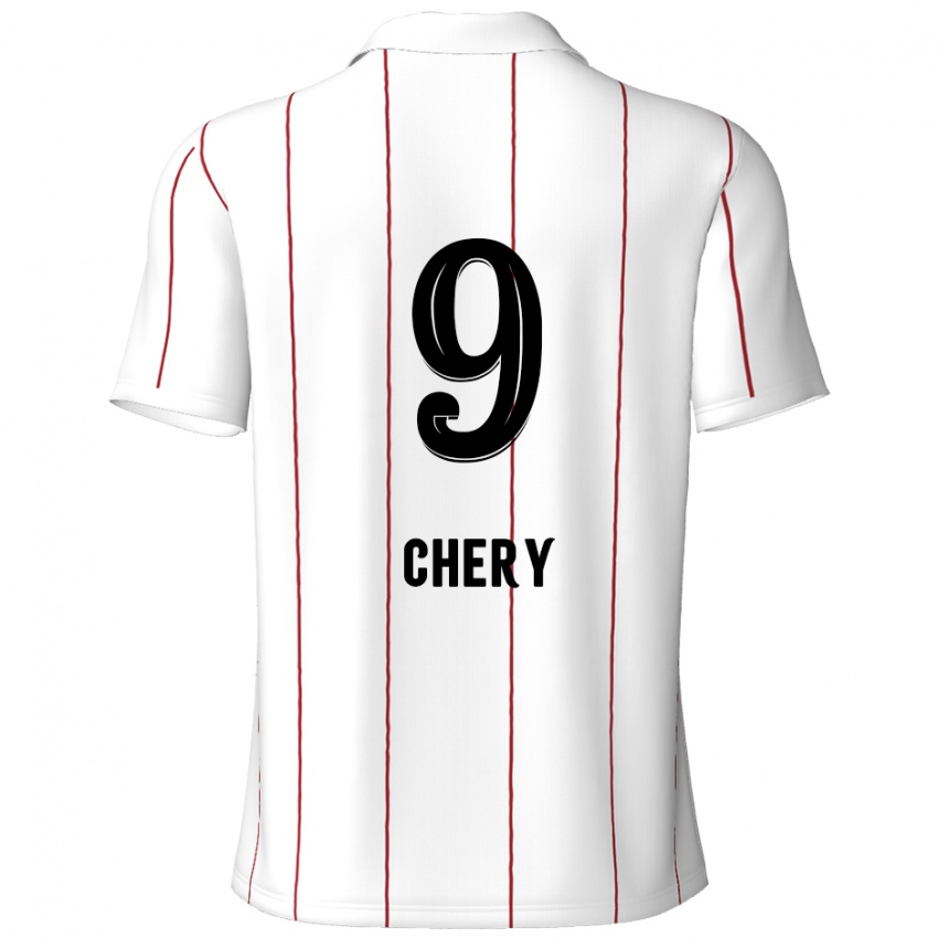 Niño Camiseta Tjaronn Chery #9 Blanco Negro 2ª Equipación 2024/25 La Camisa Argentina