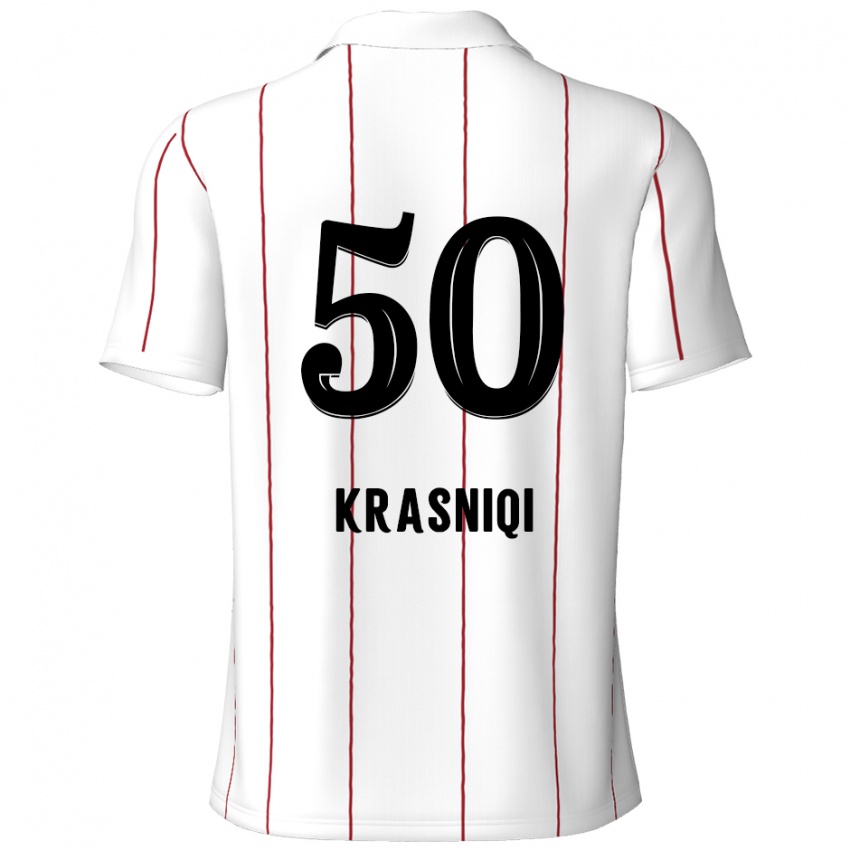 Niño Camiseta Laurit Krasniqi #50 Blanco Negro 2ª Equipación 2024/25 La Camisa Argentina