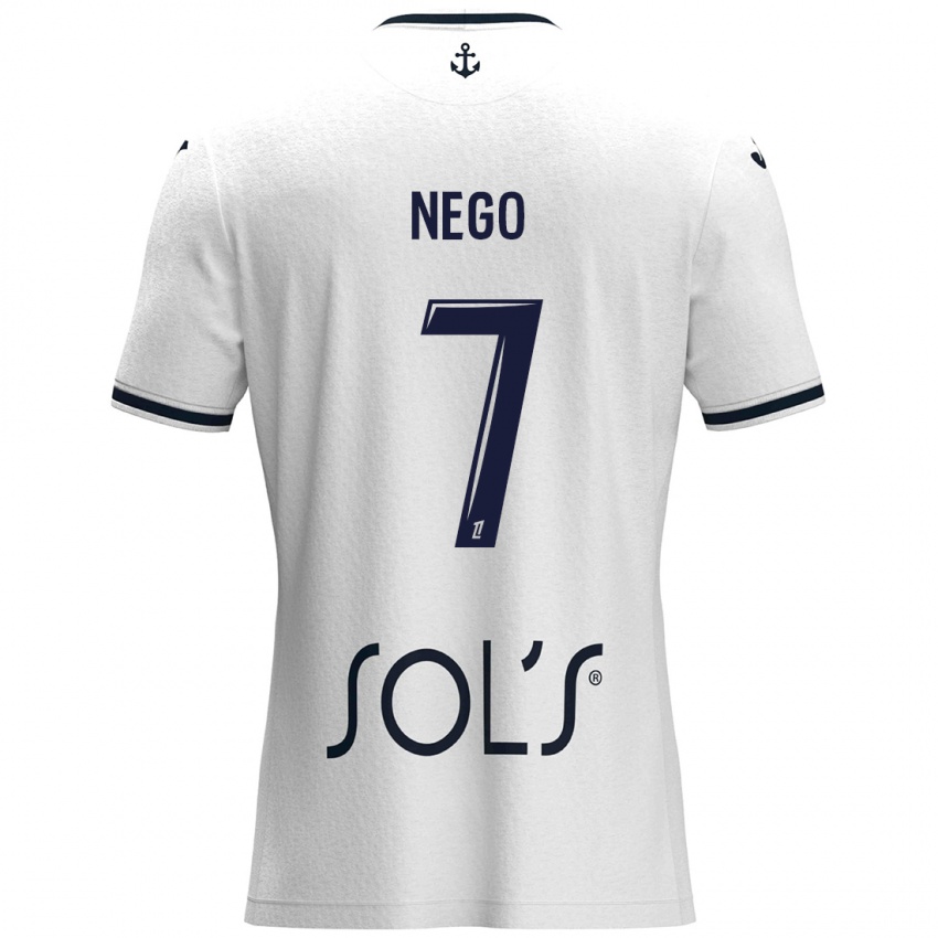 Niño Camiseta Loïc Nego #7 Blanco Azul Oscuro 2ª Equipación 2024/25 La Camisa Argentina