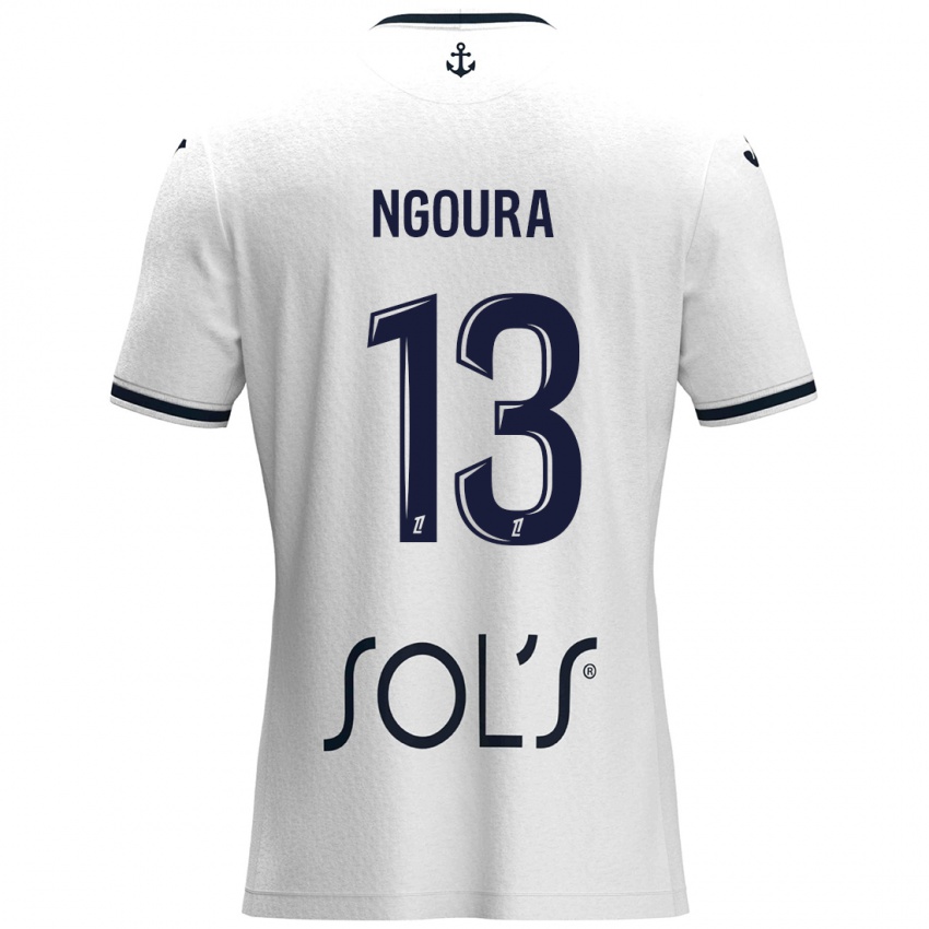 Niño Camiseta Steve Ngoura #13 Blanco Azul Oscuro 2ª Equipación 2024/25 La Camisa Argentina