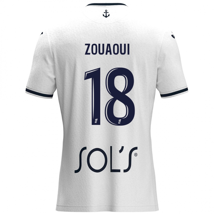 Niño Camiseta Yanis Zouaoui #18 Blanco Azul Oscuro 2ª Equipación 2024/25 La Camisa Argentina