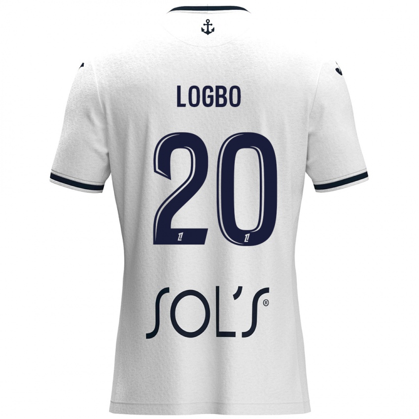 Niño Camiseta Andy Logbo #20 Blanco Azul Oscuro 2ª Equipación 2024/25 La Camisa Argentina