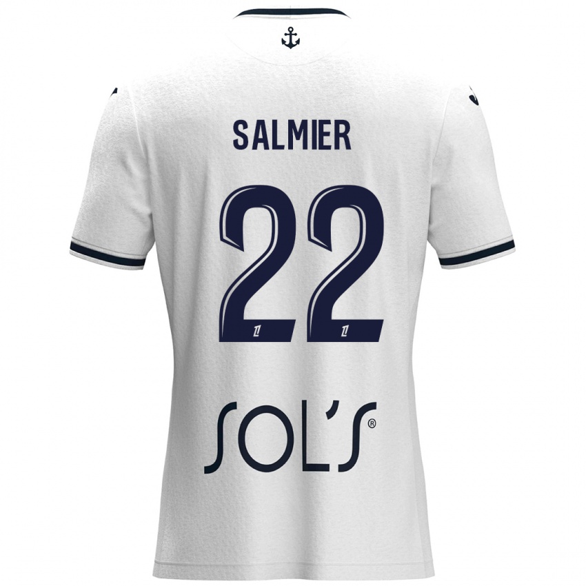 Niño Camiseta Yoann Salmier #22 Blanco Azul Oscuro 2ª Equipación 2024/25 La Camisa Argentina