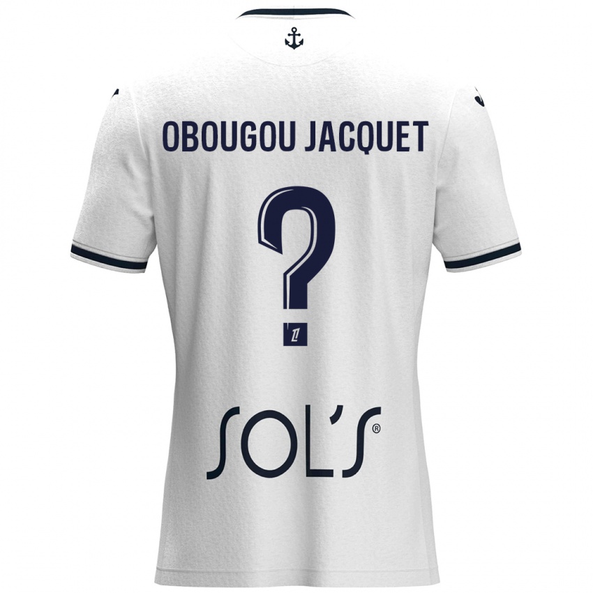 Niño Camiseta Noam Obougou Jacquet #0 Blanco Azul Oscuro 2ª Equipación 2024/25 La Camisa Argentina