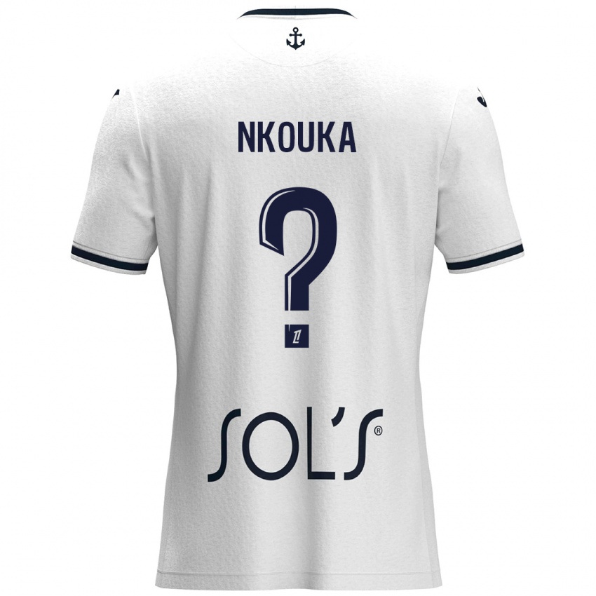 Niño Camiseta Ethan Nkouka #0 Blanco Azul Oscuro 2ª Equipación 2024/25 La Camisa Argentina