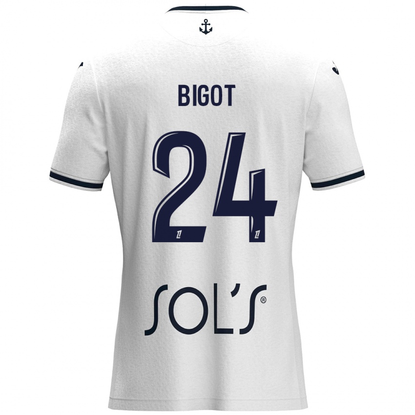 Niño Camiseta Maureen Bigot #24 Blanco Azul Oscuro 2ª Equipación 2024/25 La Camisa Argentina