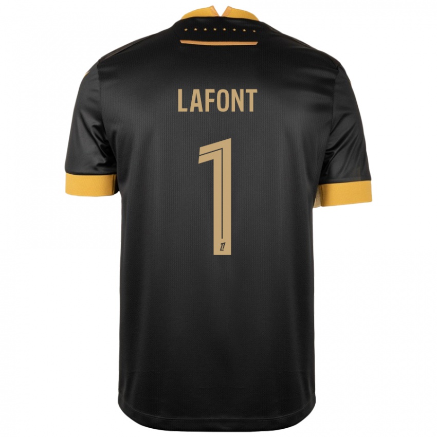 Niño Camiseta Alban Lafont #1 Negro Marrón 2ª Equipación 2024/25 La Camisa Argentina