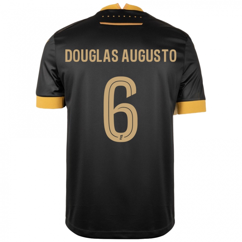 Niño Camiseta Douglas Augusto #6 Negro Marrón 2ª Equipación 2024/25 La Camisa Argentina