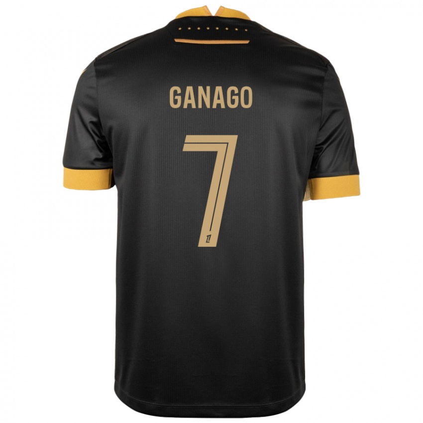 Niño Camiseta Ignatius Ganago #7 Negro Marrón 2ª Equipación 2024/25 La Camisa Argentina