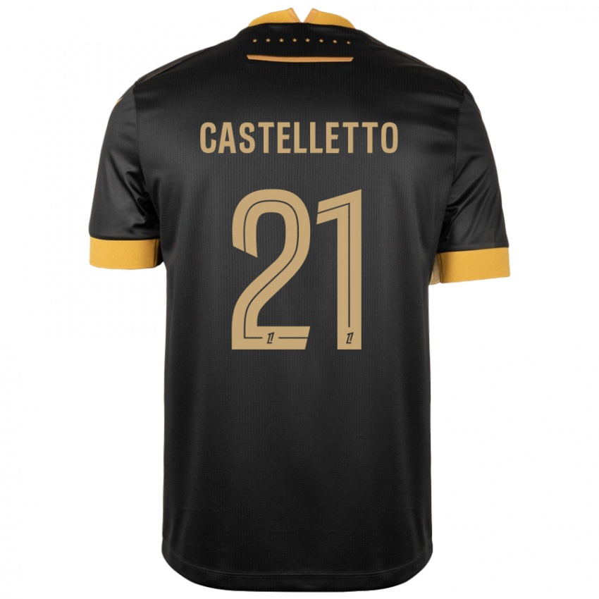 Niño Camiseta Jean-Charles Castelletto #21 Negro Marrón 2ª Equipación 2024/25 La Camisa Argentina